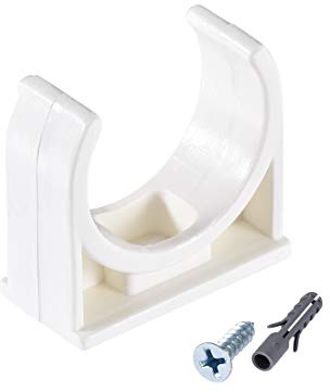 sourcing map PVC Pipe Clamps Clips 24mm, Fit for 24mm/0.94 OD TV Trays Tubing Hose Hanger Support Pex Tubing, W Mounting Screws White 20Pcs