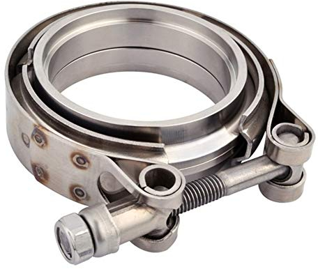 Edelstahl V Bandschellen Auto 2.5 Zoll/ 3 Zoll/3.5 Zoll/4 Zoll Edelstahl Turbo Auspuff Rohrschelle für Turbos Wastegates Abblasventile Auspuffanlagen V Band Klemme, 2.5 Zoll