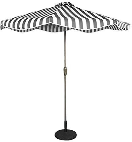 Sywlwxkq 9ft / 2.7m Garden Parasol Umbrella, Outdoor Sun Shade for Beach/Pool/Patio Umbrellas Sunscreen UV50+ Round, Black and White Striped (Color : Black and White Striped, Size : 9ft/2.7