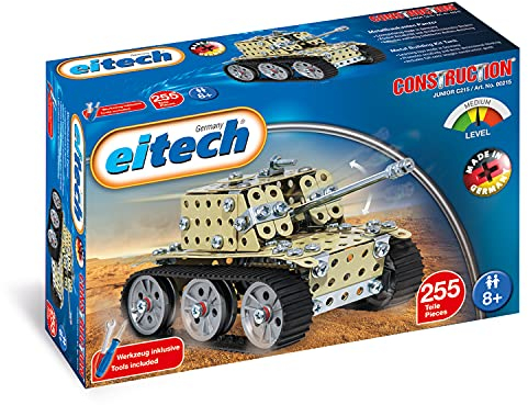 eitech 00215 Metallbaukasten - Panzer, Militär Fahrzeug, Sandfarben für Wüsteneinsatz