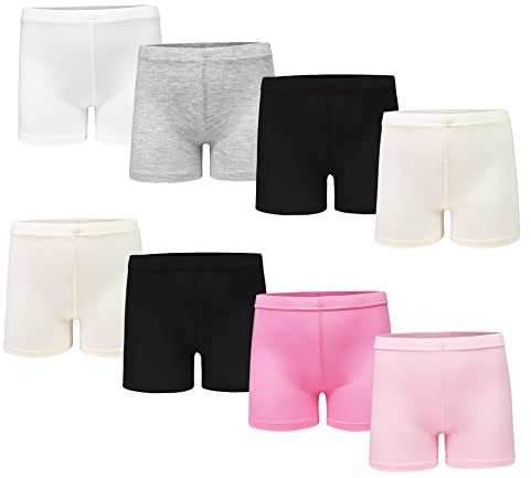 Girls Shorts, 8 Pack Cotton Cycling Bike Sport Kids Shorts Girls 2-10 Year | 95% cotton,Thin breathable, Under skirt shorts, Modesty shorts