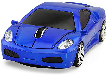 Aikchi Kabellose Auto Computer Maus, 3D Sportwagen Car Mice, Optische Ergonomische Desktop Laptop Mouse für FLL (Blau)