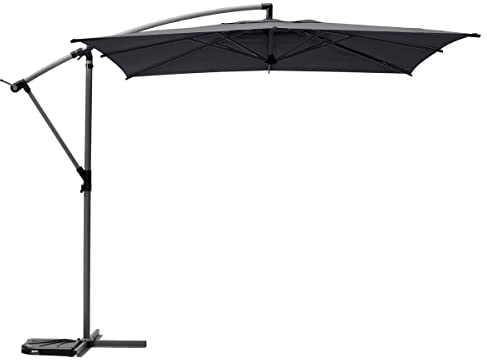 Hespéride - Parasol Déporté Carré Manoa Ardoise 2,5 x 2,5 m Anti-rouille Rotation 360° Protection Soleil, Intempéries pour Jardin, Terrasse