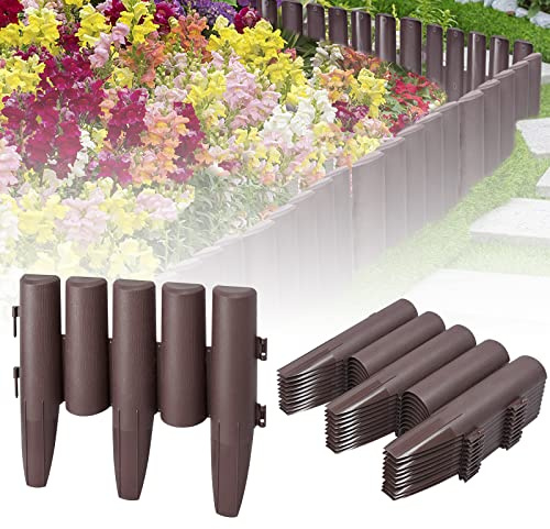 ACXIN Bordo per aiuole, in plastica, 22,4 m, effetto legno, bordo per aiuole, bordo per aiuole, bordo per aiuole, bordo per giardino, 1 elemento (lunghezza x altezza): 28 x 24 cm, marrone