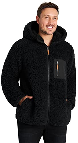 CityComfort Fleecejacka herr teddy fleece polar huvtröja herr och pojkar, svart, XL