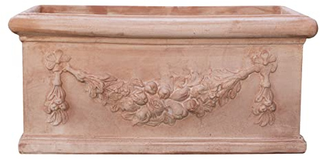 Biscottini Jardinière d'extérieur 80 x 36 x 37 cm | Vase en Terre Cuite Made in Italy | Jardinières d'extérieur Grandes Artisanales
