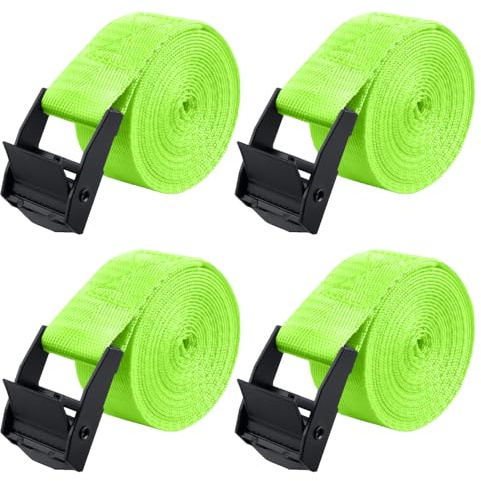 Azarxis Cinghia di fissaggio Capacità di carico 200 kg, cinghia a cricchetto Larghezza 25 mm Cinghia di fissaggio per trasporto, merci, bagagli, campeggio (02 Verde chiaro, 2m)