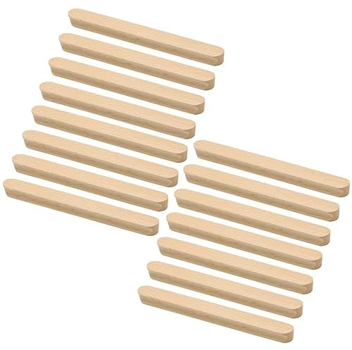15 Pcs Solid Beech Wood Furniture Finger Pulls Wooden Cupboard Handles Wood Kitchen Pulls Handles Cabinets Furniture Door Knob Dresser Wardrobe Cupboard Drawer Knobs Pulls Handles