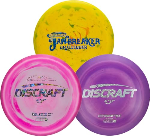 Discraft Advanced Level Three Pack – Disc-Golf-Set | perfekt für Männer, Frauen und Kinder | inkl. – Challenger, Buzzz und Kurbel | Scheibengewicht, Farbe und Folie variieren