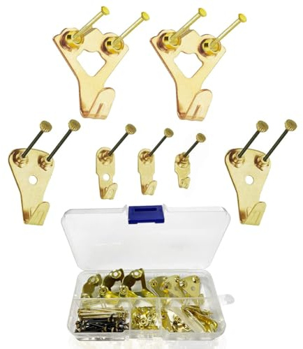 Amacoam Crochet pour Cadre Photo, Accroche Tableau Lourd Kit Crochet Mural Tableau Crochets d'Image avec Vis, Clous Accroche Tableau pour Fixer Les Cadres de Photos, Miroirs et œuvres Art 25 Pièces
