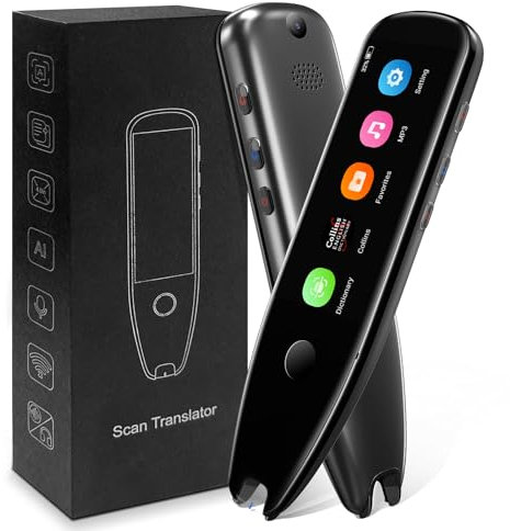 Language Translator Pen, Scan Reader Pen, OCR Pen Scanner, Text to Speech Digital Pen, 112 Language Voice Translator Device, AI Dictionary Reading Pen for Dyslexia Travel Business Learning (Black)