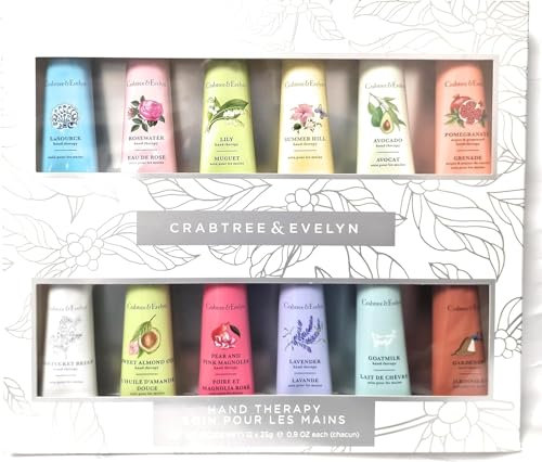 Crabtree and Evelyn Hand Therapy Cream Twelve Pack Gift Set (12 x25m) - Gift for Her or him