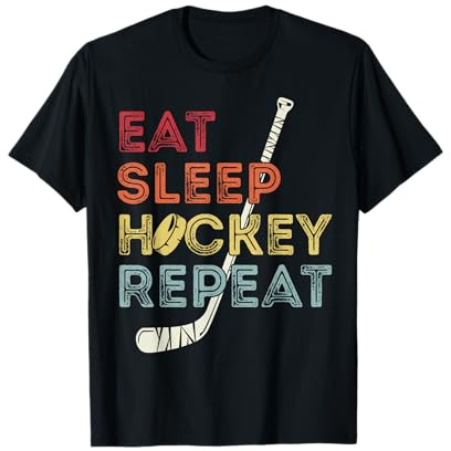 Retro Vintage - Eat Sleep Hockey Repeat Funny Hockey Jugadores Camiseta