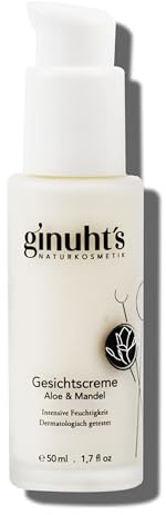Ginuht's Crema facial 100% orgánica para una hidratación intensa, crema hidratante de absorción rápida para el rostro, crema de día antiinflamatoria con aloe vera y aceite de almendras (50 ml)