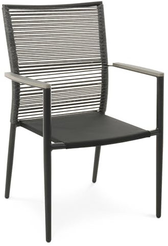 di volio Gartenstuhl Asti - aus robusten Materialien wie Polyrattan, Aluminium und Textilene gefertigt, stapelbar & witterungsbeständig (Grau, 1)