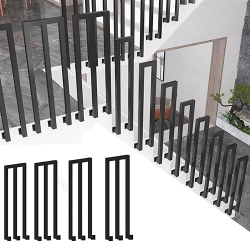 handlauf Edelstahl U/M-förmiger Handlauf für Treppengeländer außen Geländer für Treppen schwarz eckig seitlich montiertes Geländer aus Schmiedeeisen für den Innen- und Außenbereich (Farbe: U