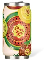 LES ARTISTES Paris A-4351, Canette isotherme, 280 ml, Gourde isotherme sans BPA, Réutilisable, Bec verseur rabattable avec paille, Acier Inoxydable, Design Chupa Fruit