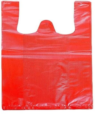 Bolsa de basura 40/50 piezas Bolsa de plástico roja Supermercado Espesar con asa Chaleco Bolsa Almacenamiento de cocina Bolsa de basura limpia-50 piezas(22 * 34cm)