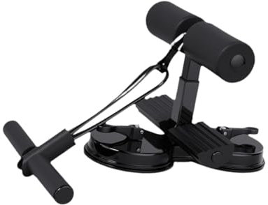 Perfeclan Sit-up-Stange, Bauchmuskel-Bodenhalter, rutschfest, tragbar, 3-Fach höhenverstellbar, Sit-up-Stange mit Widerstandsband für das Gesäß, Schwarz