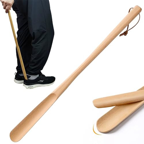 Schuhlöffel aus Holz 70CM - Shoe Horn Holzschuhanzieher für Senioren, Schwangere und Menschen mit Bewegungseinschränkungen