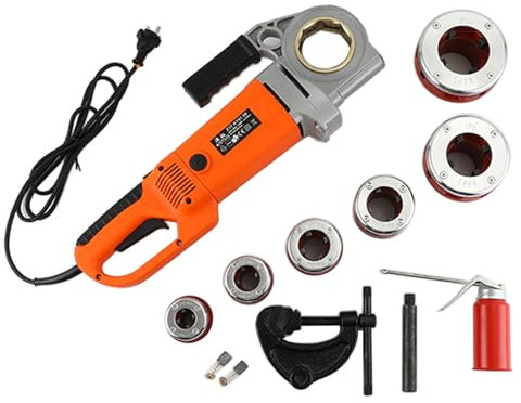 Fileteuse de Tuyau Électrique Kit de filetage de tuyaux Fileteuse de tuyaux électrique portable Machine de filetage de tuyaux Coupe-tubes 2300 W Ensemble d'outils de serrage de plomberie Ens