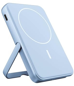 Fresh 'n Rebel Wireless Magnetic Powerbank 5000mAh, MagSafe-kompatibel, PD 20W Schnellladung, USB-C Port (in/Out), geeignet für iPhone 16/15/14/13/12, tragbar, mit Ständer (Vivid Blue)
