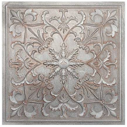 Dalles de Plafond en étain synthétique 24x24 PVC (Paquet de 10) Dalles de Plafond en étain à Coller pour café, pub, Club, Dalles de Plafond suspendues en Fer patiné, Panneaux de Plafond déco