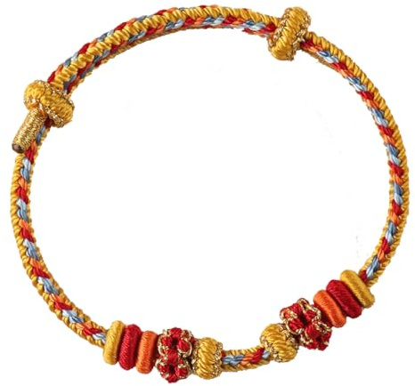 FOJIIUOK Glücksbringer Armband Red Tibetisches Glücksarmband für Frauen Geflochtene Armbänder Einstellbares Handgelenk Armband Lucky Geflochtene Freundschaftsarmbänder Für Männer und Frauen