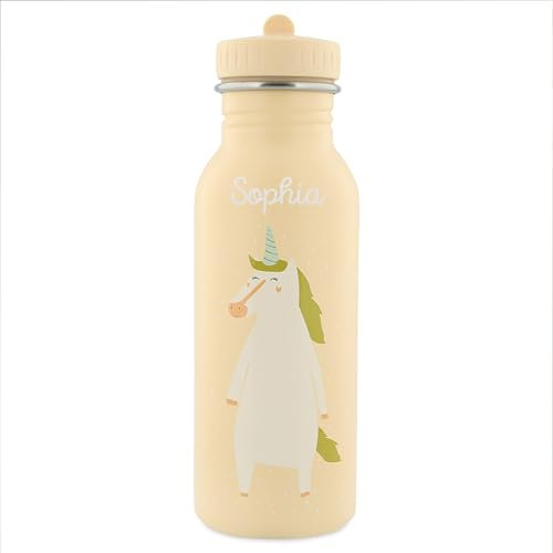 wunderwunsch Trinkflasche personalisiert für Kinder, Flasche personalisiert, Babyflasche, Kinder Flasche, Trixie Trinkflaschen mit individuellem Namen (Einhorn, 500ml)