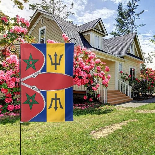 Bandera de Marruecos y Barbados, doble cara, 28 x 40 pulgadas, decoración para exteriores