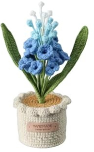 Hand-Crocheted Hyacinth Wool Pot Plant Home Decoration,Blue