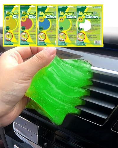ZEXIJOW Gel Limpiador Universal Reutilizable 5 Piezas - Para Limpieza de Teclado,Automóvil,Ordenador Portátil y Electrónicos,Gel Biodegradable Multiusos para Polvo en Interiores