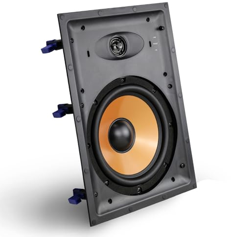 STUDIOFINIX 8 Inch 2-Way in-Wall Speaker, 120 Watts Flush Mount Speaker with 8 Woofer 1 Silk Dome Tweeter, Magnetic, Home Theater Whole House Audio (White, Each)