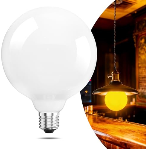 BrightWish Lampadina LED G125 Globo, 7W (Equivalente 70W), 1800K Luce Caldissima, E27, Vetro Opalino, Non Dimmerabile, Per Lampadari e Atmosfera Accogliente