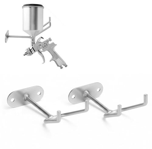 2-Pack Paint Spray Gun Holder, Wall-Mount Spray Gun Organizer Stand, Feed Spray Gun Frame with Cup Hook, Fixed Bracket for Paint Booth, Wall or Bench Mount