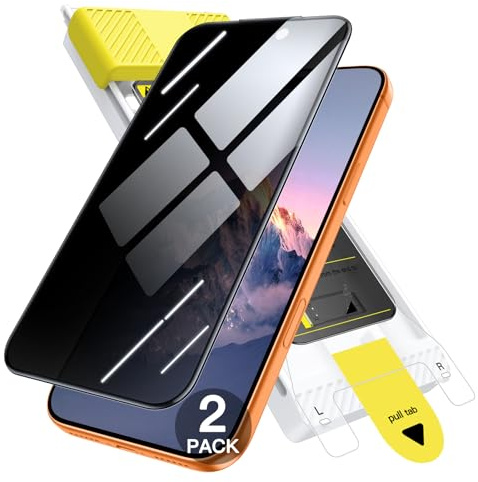 JETech 3D 9H+ Protector Pantalla Privacidad para iPhone 17 Pro Max, 2 Uds. | Cobertura Completa, Marco de Alineación Automática, Cristal Vidrio Templado Antiespía, Antihuellas, Amigable para Funda