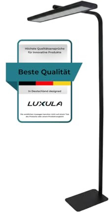 LUXULA LED Büro-Stehleuchte dimmbar, Up/Downlight, Touchbedienung, Monitor | 60 W 3500 lm, 4000K Neutralweiß, UGR<16, CRI98, blendfreies Licht, Arbeitszimmer, Homeoffice, modernes Design, Schwarz