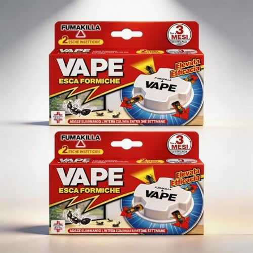 Insetticida Vape Antiformiche - 2 Confezioni da 2 Esche Per Uso In Spazi Interni e Esterni(totale 4Esche）