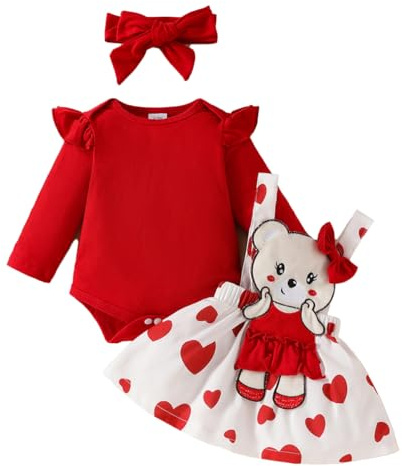 JENJON Bambina Neonata Gonne Set Top a Coste a Maniche Corte+Fiocco/Quadri Gonna a Bretelle in Velluto a Coste 3 Pezzi Completo Estivo Autunno Set