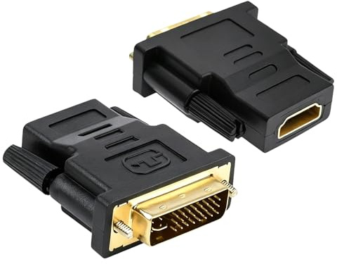 MewHunk 2CS Adaptateur DVI vers HDMI 1080P, 24+1, Hdmi vers DVI, Convertisseur Bidirectionnel DVI-D Mâle à Femelle Plaqué Or pour Ordinateur, Moniteur, Téléviseur, Projecteur et Console de Jeu