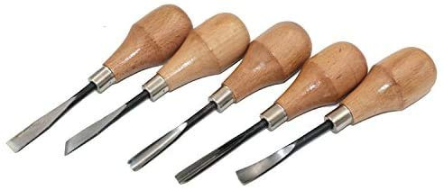 5 piezas / lote de cuchillo de corte de madera / esquina/madeja/redondo/cincel de arco machete carpintería tallado para manualidades de madera impresiones grava
