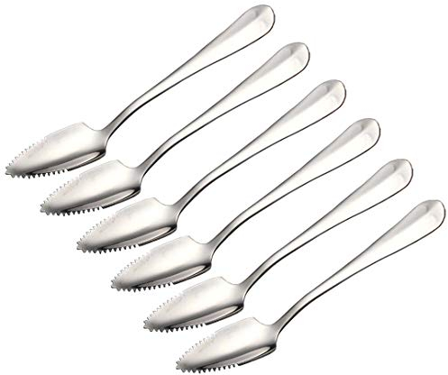 Grapefruit-Löffel aus Edelstahl, gezackte Grapefruit-Löffel, geeignet für Zitrusfrüchte, Kiwi, Salate und Desserts, 6 Stück