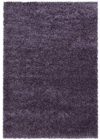 Teppium Moderner Hochflor Teppich Läufer Flur 100 x 200 cm Violett - Shaggy Flauschiger Teppich, Extra Weich, Pflegeleicht - Ideal als Bettvorleger Schlafzimmer, Küchenläufer, Wohnzimmerteppich