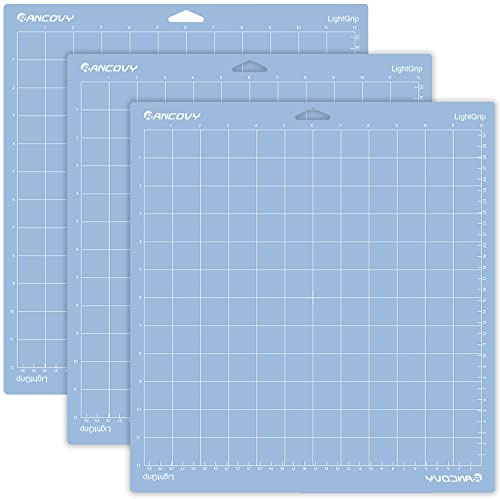 RANCOVY Alfombrilla de corte para Cricut Maker 3/Maker/Explore 3/Air 2/Air/One Light Grip para Cricut Tapete de corte adhesivo de 12 x 12 pulgadas, color azul, paquete de 3