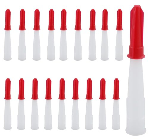 20 punte per cartuccia con tappi per ugelli rossi, punte in silicone trasparente, punte di ricambio, inserto per siringa in silicone, ugello per colla e pistola per cartucce, attrezzi per sigillanti