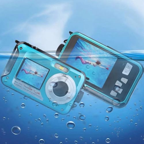 Appareil Photo 4K, Appareil Photo étanche de avec Double écran 2,8 1,8, Appareil Photo 56 MP, Appareil Photo Compact à Zoom Numérique 16X, Mise au Point Automatique, 64 Go (Blue)