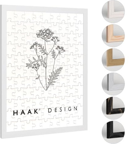 Haak Puzzlerahmen Amari Massivholz Weiß 60 X 80 cm (ca. 1500 Teile) Bilderrahmen Rahmen für Puzzle