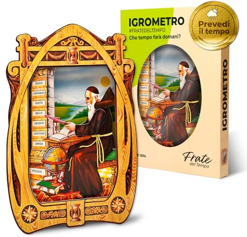 Igrometro Fraile del Tempo - Igrometro di Cabello Monaco del Tempo, indicatore tradizionale del clima e dell'umidità - Made in Spagna (Classico - Italiano)
