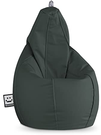 Happers Sitzsack Birne aus Kunstleder Indoor Grau XXL