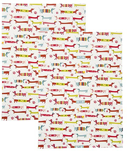SPOTTED DOG GIFT COMPANY 2er Set Geschirrtücher Baumwolle in 50x70 cm - saugstarke und langlebige Küchentücher, Geschirrhandtücher süß Hundemotiv - Dackelmotiv, Dackel Geschenke für Hundebesitzer